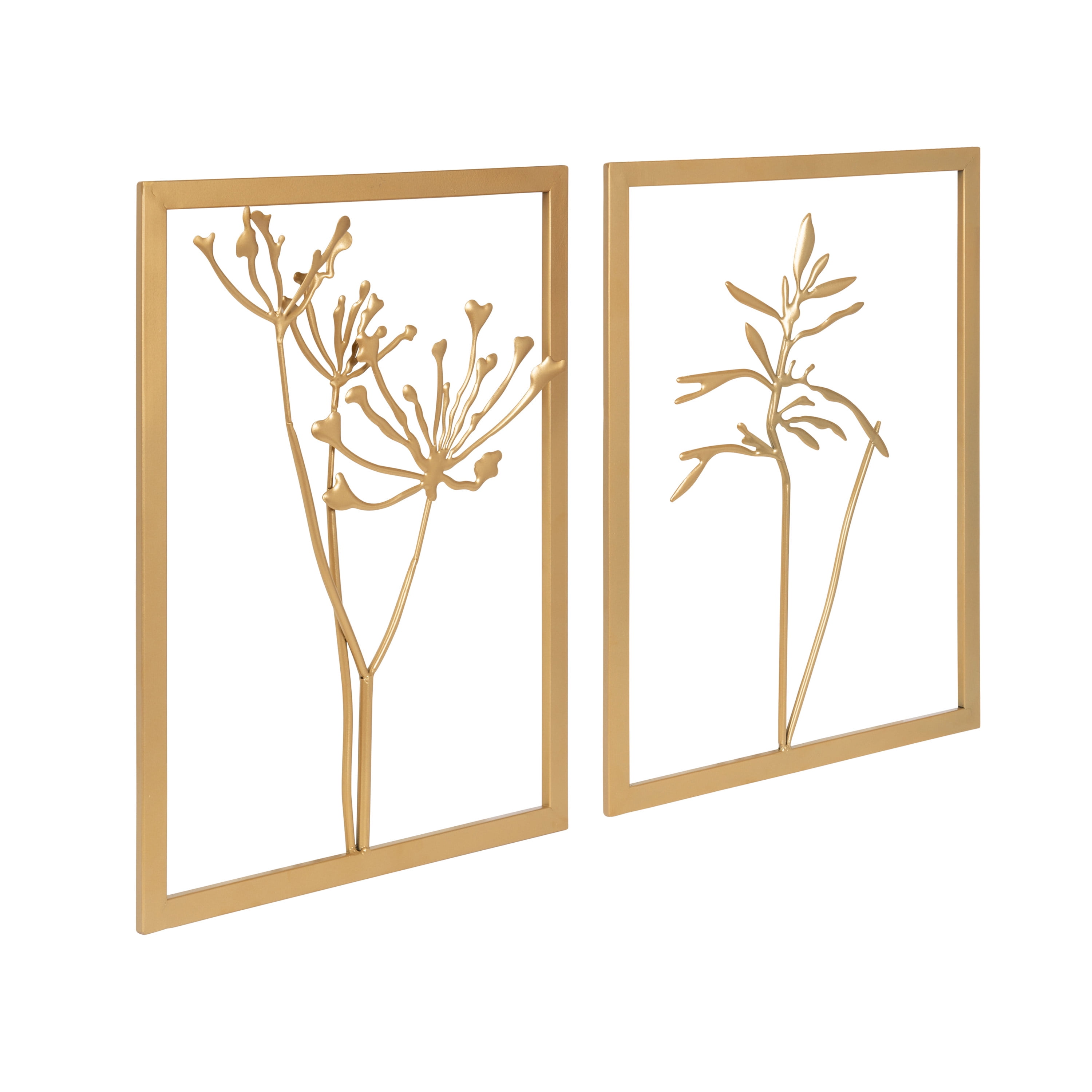 Gold Metal Framed Botanical Wall Art Set, 20 x 15 Inches
