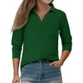 thumbnail image 2 of Inglocry Girls' Shirts Long Sleeve School Uniform Casual Solid Color V Neck Pullover Top Dark Green 130, 2 of 4