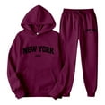 thumbnail image 2 of New York Hoodie and Sweatpants Set Long Sleeve Hooded Sweatshirt with Pockets Elastic Waist Pants Tracksuit for Women, 2 of 5