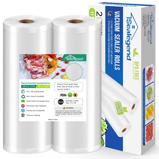 11"x18' 2 Rolls Vacuum Sealer Bags For Food Food Saver Bags Seal a Meal