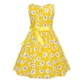 thumbnail image 2 of Uuszgmr Cute Dress For Girls Toddler Solid Color Floral Bohemian Flowers Bowknot Sleeveless Beach Straps Dress Princess Clothes Yellow,Size:3-4 Years, 2 of 7