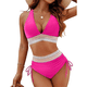 thumbnail image 1 of Bikini de Dos Piezas para Mujer, Cintura Alta, Cuello Halter, Traje de Baño, Rosa, Rojo, Talla S, 1 of 7