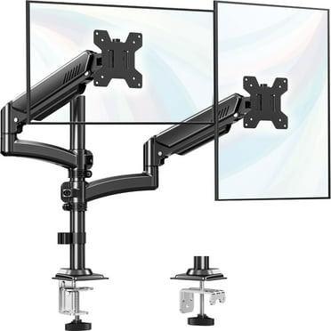 Gas Spring Dual Arm Monitor Stand With C Clamp And Grommet Mounting Base 17 32 Primecables® P 17040