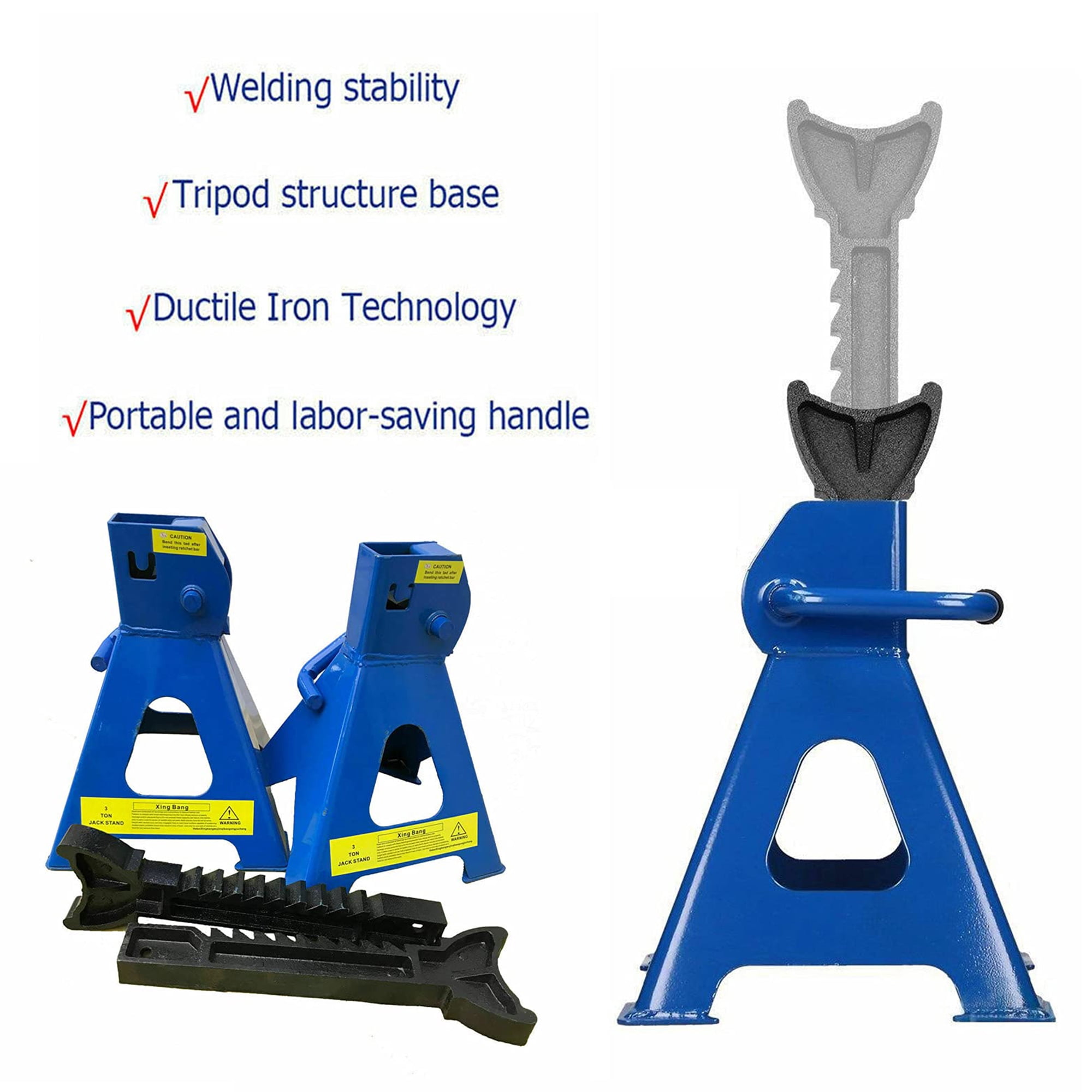 Elook 3 Ton Capacity Stands Set of 2PCS Heavy Duty Jack Stand 6 Ton/Pair Capacity Metal Steel Jack Stands CSelf-Locking Car Lift Auto Repair Tools 1 Pair Truck Jack for Garage Car Repair Maintenance