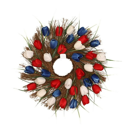 

Tarmeek Spring Wreaths for Front Door Home Porch Farmhouse Decor Garland 17 Inch Simulation Long Leaf Garland Wall Hanging Door Hanging Decoration Window Decor Door Decor