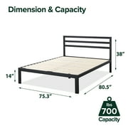 Zinus Mia 38 Metal Platform Bed Frame with Headboard, King