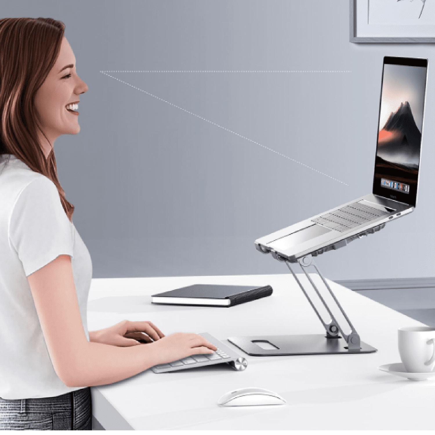 Adjustable Laptop Cooling Stand with 2 Quiet Fans & RGB Lighting, Aluminum Alloy & Foldable Ergonomic Design for MacBook