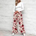 thumbnail image 5 of Delayuji Women's Wide Leg Pants Floral Printed Palazzo Pants High Waisted Casual Loose Straight Leg Pants with Pockets Womens Trousers, 5 of 6