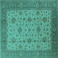 thumbnail image 1 of Ahgly Company Indoor Square Oriental Turquoise Blue Industrial Area Rugs, 5' Square, 1 of 4