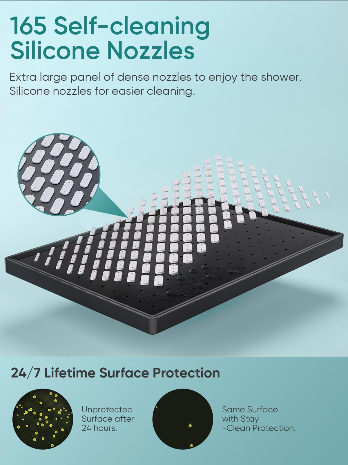 11.8 Inch Rain Shower Head With 6 Modes Handheld Water Spray High Showerhead Combo 11 Adjustable Extension Arm  Black