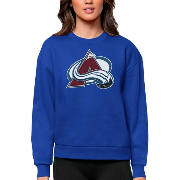 Women's Antigua Royal Colorado Avalanche Primary Logo Team Logo Victory Crewneck Pullover Sweatshirt