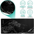 thumbnail image 4 of Japanese Sea Wave Mouse Pad XXL Extended Anime Black Gaming Mousepad Large Size Full Desktop Desk Pads Contour Lines Computer Mouse Mat Non-Slip Rubber Base(Size:31.5x11.8in), 4 of 6