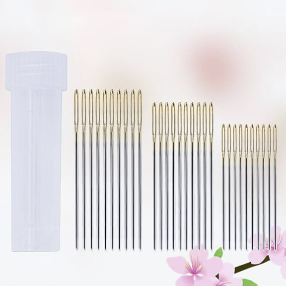 PAMINGONO 30Pcs Embroidery Needles Black Carbon Steel Large Eye Pointed for Hand Sewing Crafts