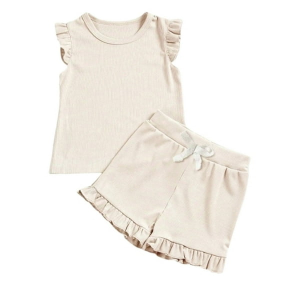 Kids Girl Pajamas Set Sleeveless Pullover Crewneck Soft Shirts and Shorts Set Girls' Fashion Pajamas Set Kids Girls Pjs Size 5-6 Years