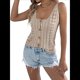 thumbnail image 3 of Suéter de Punto para Mujer, Chaleco Y2K, con Botones Delanteros, Cuello en V, Sin Mangas, de Crochet, para Salir, Ropa de Calle. Caqui M, 3 of 10