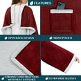 thumbnail image 3 of PAVILIA Sherpa Fleece Blanket with Sleeves Women Men Adult, Wearable Blanket Warm Soft Plush Thick, Snuggle Pocket Sleeved TV Throw Wrap, Cozy Ideas Mom Wife, Dark Red, 3 of 9