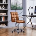thumbnail image 3 of Yaheetech Height Adjustable PU Leather 360° Swivel Office Chair, Retro Brown, 3 of 8