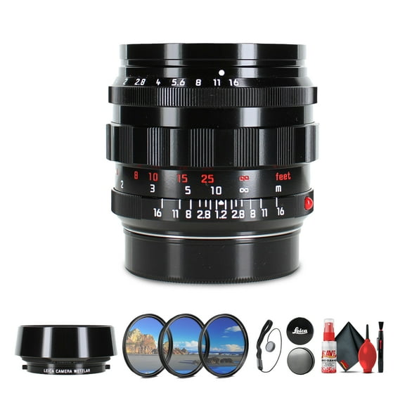 Leica Noctilux-M 50mm f/1.2 ASPH. Lens (Glossy Black) | Ultra-Fast Classic Design (11731)   Lens Filter Kit   Cap Keeper   Cleaning Kit