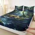 thumbnail image 3 of Homewish Jungle Bear Print Queen Sheet Sets, Mystic Rustic Nature Flat Sheet, Woodland Wildlife Queen Fitted Sheet, Ultra Soft Bedroom Decor, 4-Piece, 3 of 7