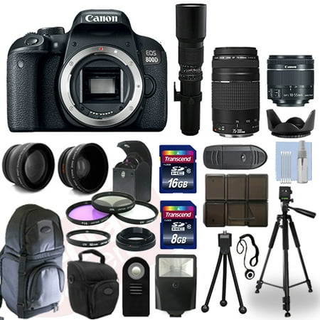 Canon EOS 800D DSLR Camera + 5 Lens Kit: 18-55mm STM + 75-300mm + 500mm and (Best Dslr Under 800 Dollars)