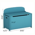 thumbnail image 4 of Kids Toy Chest, Wooden Storage Box Organizer with Seating Bench, Safety Hinged Lid and Large Storage Space, Boys and Girls Wooden Storage Chest Cabinet for Living Room, Bedroom, Playroom, Teal, D9245, 4 of 9