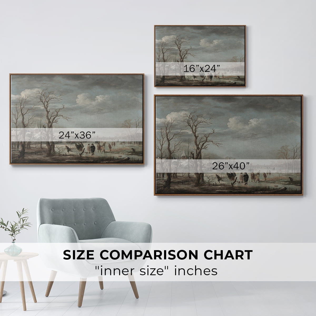 Vintage Landscape-CCCLXXX By Wexford Home Framed in Walnut Wood Gallery Wrapped Canvas 25 in. x 37 in.