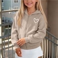 thumbnail image 6 of Cethrio Girls Zip up Hoodies Size 11-12 Years, Casual Long Sleeve Graphic Lightweight Fleece‑Lined Girls Jackets Khaki, 6 of 6