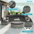 thumbnail image 4 of Outdoor Sectional Patio Furniture Set, Wicker Curved Conversation Sets with Tempered Glass Coffee Table and Cushions for Patio, Lawn, Backyard, Grey, 4 of 7