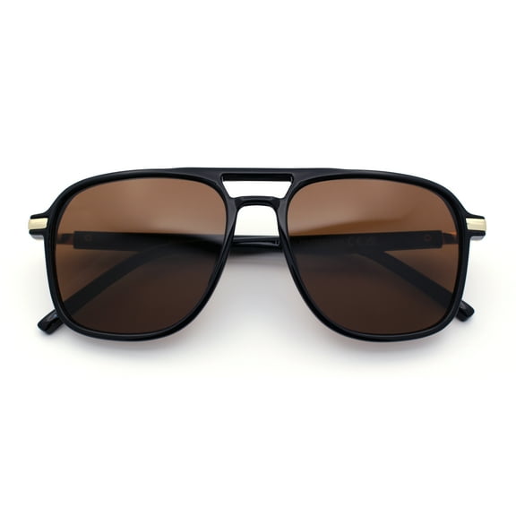 Mens Retro Classy Racer Tear Drop Mogul Luxury Sunglasses Black Gold - Brown