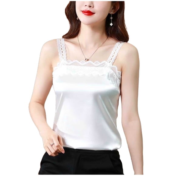 Oksale Plus Size Camisole Tops for Women Trendy Lace Trim Strap Summer Tops Casual Square Neck Fashion Clothing 2026 White XL