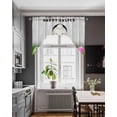 thumbnail image 3 of Grey Bunny Easter Swag Valances for Windows, Small Curtains Drapes, Green Pink Eggs Rabbits Farmhouse Kitchen Window Curtains Over Sink Window Treatment Valance for Bedroom/Bathroom 56"x36", 3 of 5