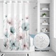 thumbnail image 2 of No Hook Shower Curtain, Teal Pink Spring Floral Shower Curtains for Bathroom with See Through Top Window, Summer Botanical Watercolor Waterproof & Washable Bath Curtain Small Stall 36"x78", 2 of 9