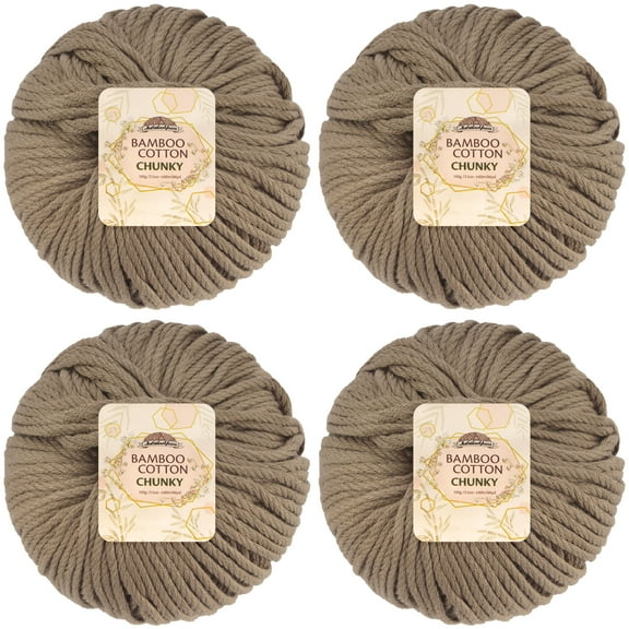 JubileeYarn Bamboo Cotton Chunky Yarn - 100g/Ball - Coffee Lover - 4 Balls