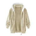 thumbnail image 5 of Scyoekwg Women's Fleece Jacket Full Zip Up Coats Winter Warm Thick Fleece Coat Casual Long Sleeve Hooded Outerwear (Beige_Z01,L), 5 of 6