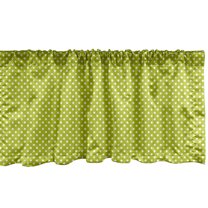 Ambesonne Retro Window Valance, Lime Vintage Polka Dots, 42" x 12", Lime Green and White