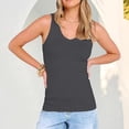 thumbnail image 6 of Endives Women's Camisole Tops Summer Ribbed Slim Fit V Neck Vest Top Basic Knitted Casual Tank Top Dark Gray, 6 of 7
