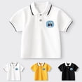 thumbnail image 1 of Boys T Shirts Cartoon Print Short Sleeve Button Closure Comfortable Polo Shirt T Shirt Enfant White 18 Months-24 Months, 1 of 4