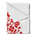thumbnail image 2 of Hungary Soft Flannel Fleece Throw Blanket, Kalocsa Pattern Boho with Carnation Cornflower and Birds Hearts Blooms Print, Cozy Plush for Indoor and Outdoor Use, 60" x 80", Red White, by Ambesonne, 2 of 5