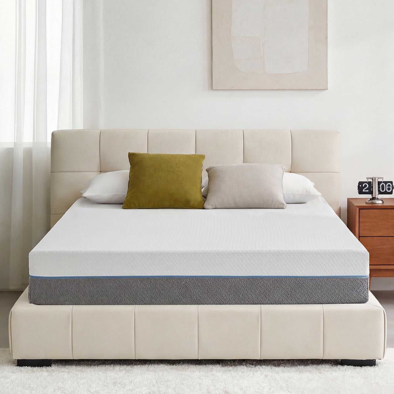 10 Inch King Size Extra Firm Memory Foam Mattress, Tea Gel Infused Foam for Cool Sleep & Pressure Relief, Bed in a Box, CertiPUR-US Certified