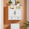 thumbnail image 2 of OONNEE Bathroom Wall Cabinet, 24" x 25" Farmhouse Over The Toilet Storage with Motion LED Light & Safety Drawers, Wooden Medicine Cabinet,White Storage Organizer, 2 of 11