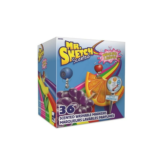 Mr. Sketch Scented Washable Markers, Chisel Tip, Assorted Colors, 36 Count