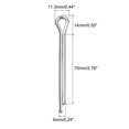 thumbnail image 2 of Uxcell Split Cotter Pin, 6x70mm Stainless Steel Clip Fastener Fitting Silver 2Pack, 2 of 5