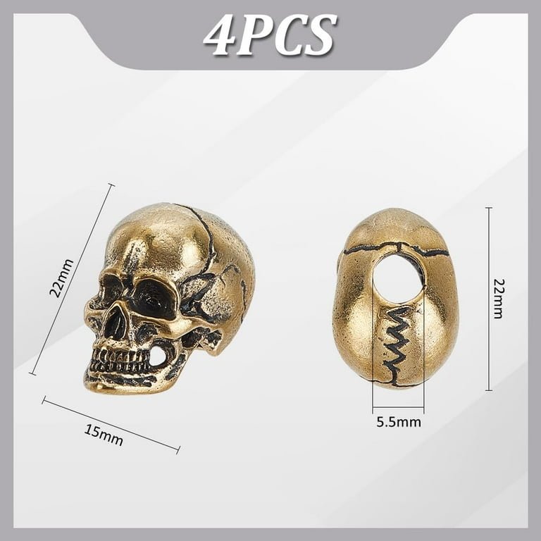 4Pcs Paracord Beads Skull Knife Lanyard Bead Metal Skeleton Head