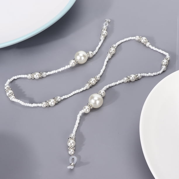 Cadena de Anteojos, Lentes de Perlas Artificiales, Cuerda de Lentes de Aleación Correa Antideslizante de Cordón de Cuerda Exquisita Para Mujeres Niñas