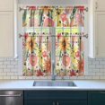 thumbnail image 2 of Colorful Flowers Kitchen Curtain Valance 3 Piece Set Short Curtain Sink Window Decor 36 Inch Small Window Treatment Tier 27.5x36 Length, 2 of 4