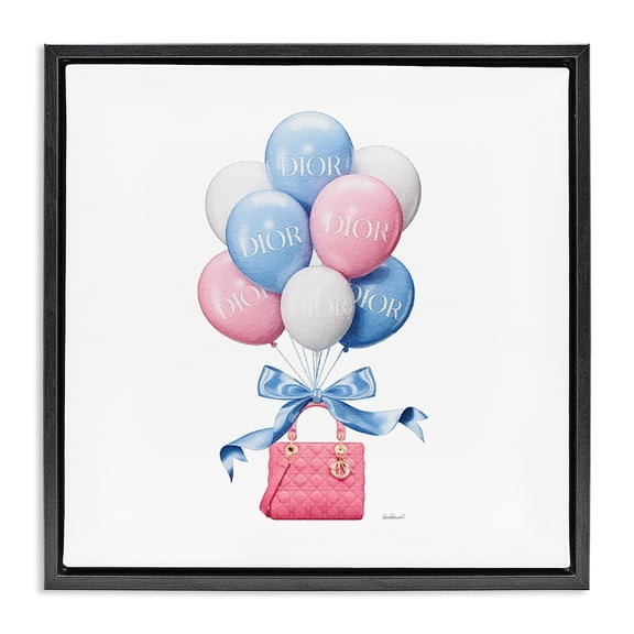 Stupell Industries Pink & Blue Handbag Balloons Black Framed Floater Canvas Wall Art, design by Amanda Greenwood