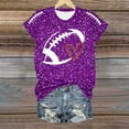 thumbnail image 4 of Bibifish Womens Tshirts Football Print Glitter Short Sleeve Tops Summer Football Season Crew Neck Slim Fit Pullover T-Shirts, 4 of 5