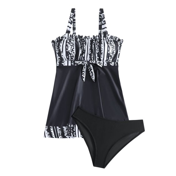 Traje de Baño de Ruffle de las Mujeres con Diseño Hueco de Bloqueo de Colores, Traje de Baño sin Espalda de Pieza Conservadora para la Playa