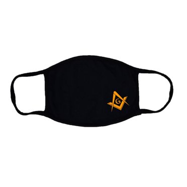 Freemason Face Mask – Black Cotton, Washable & Reusable – Square And Compass Symbol