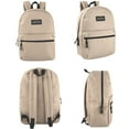 thumbnail image 6 of Classic Solid Color 17 Inch Backpack with Front Zipper Accessory Pocket, Dual Zipper Closure & Padded Shoulder Straps for Work, Office, Gym, Sports, Travel, Commute & Recreation in Khaki, 6 of 7